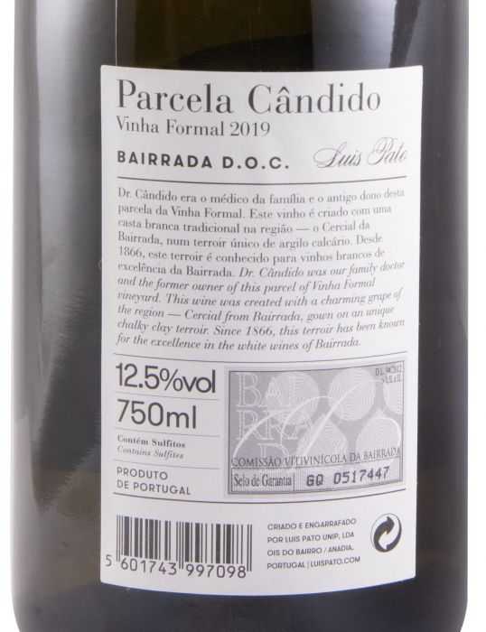 2019 Luís Pato Parcela Cândido Vinha Formal Cercial white