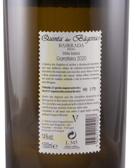 2020 Quinta das Bágeiras Garrafeira branco 1,5L