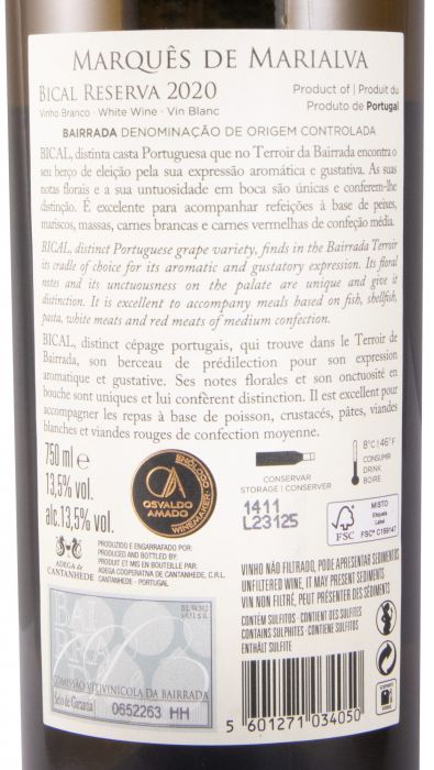 2020 Marquês de Marialva Bical Reserva white