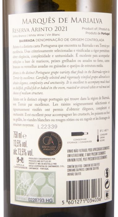 2021 Marquês de Marialva Arinto Reserva white