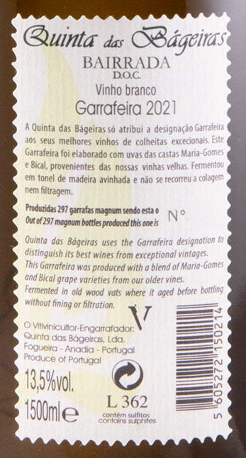 2021 Quinta das Bágeiras Garrafeira white 1.5L