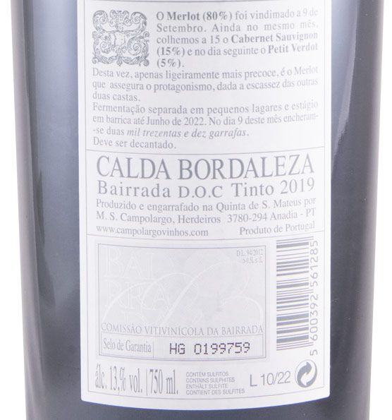 2019 Campolargo Calda Bordaleza red