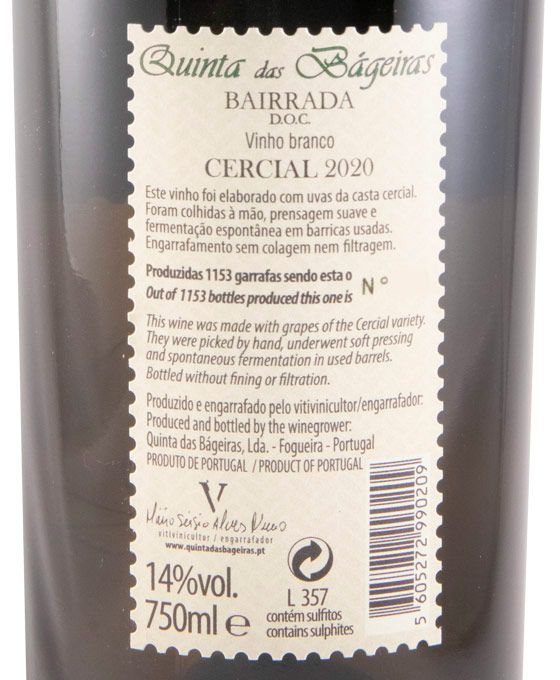 2020 Quinta das Bágeiras Cercial white