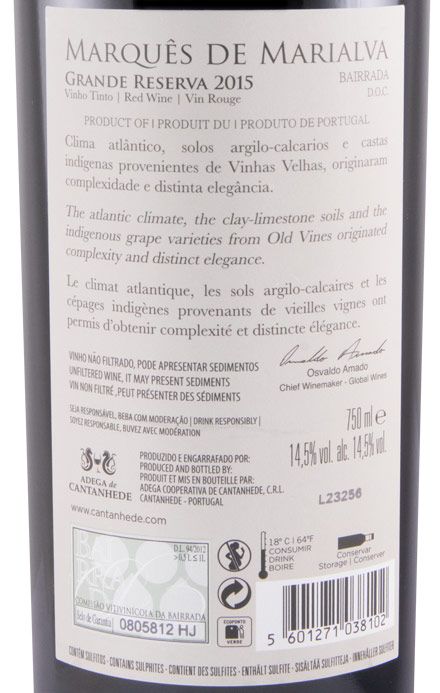 2015 Marquês de Marialva Grande Reserva tinto