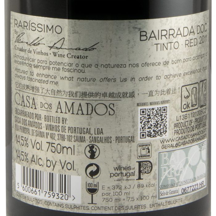 2011 Raríssimo by Osvaldo Amado tinto