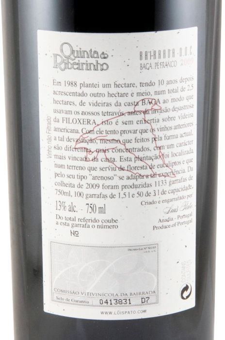2009 Luís Pato Quinta do Ribeirinho Pé Franco red