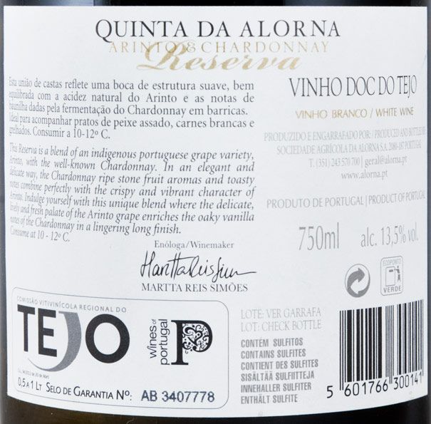 2017 Quinta da Alorna Arinto & Chardonnay branco