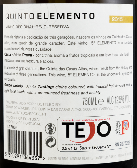2014 Quinto Elemento Arinto Reserva branco