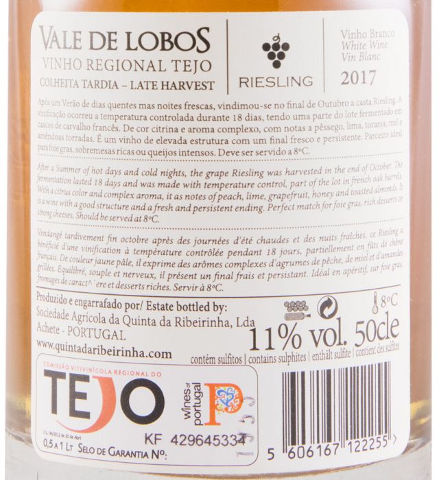 2017 Vale de Lobos Riesling Colheita Tardia branco 50cl