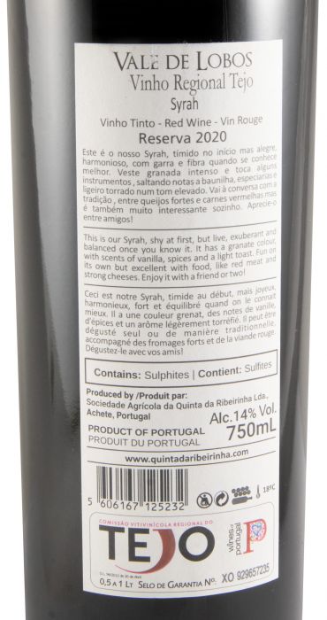 2020 Vale de Lobos Syrah Reserva tinto