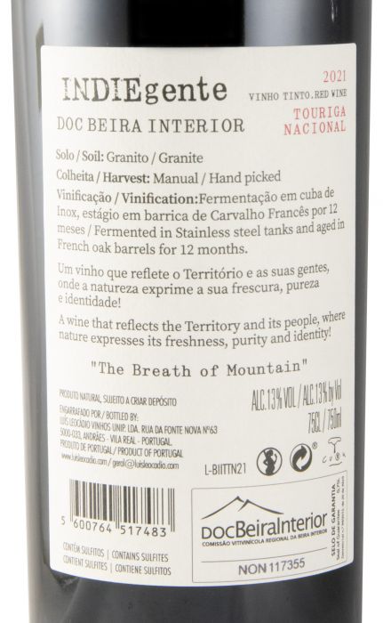 2021 Titan of Beira Interior Indiegente Touriga Nacional tinto