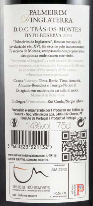 2018 Palmeirim d'Inglaterra Reserva tinto