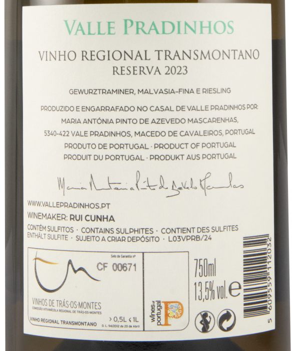 2023 Valle Pradinhos Reserva branco