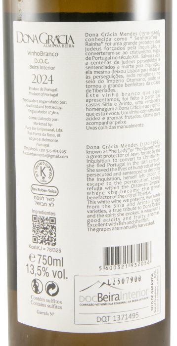 2024 Dona Grácia Síria & Arinto Kosher branco