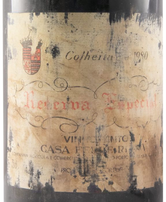 1980 Casa Ferreirinha Reserva Especial red (damaged label)