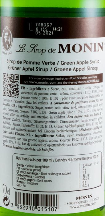 Syrup Pomme Verte Monin Green Apple