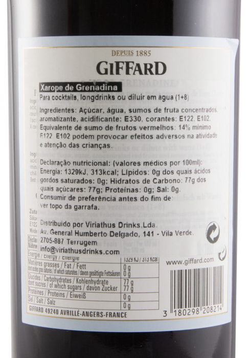 Xarope Grenadine Giffard 1L