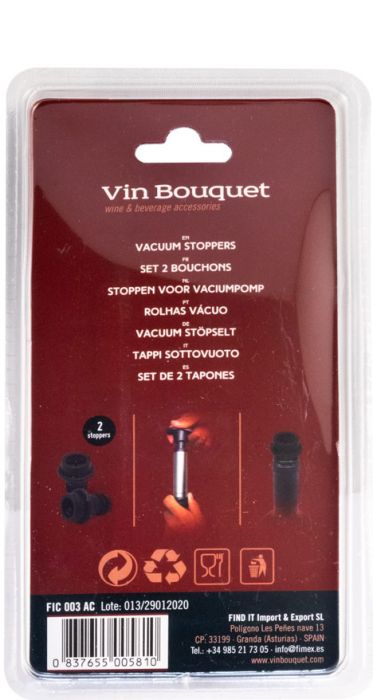 Pack of 2 Black Vacuum Stoppers