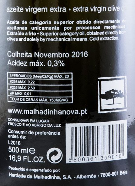 Olive Oil Extra Virgin Herdade da Malhadinha Nova 50cl