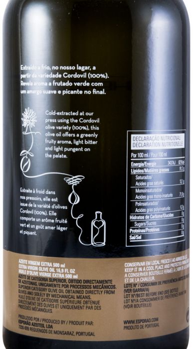 Olive Oil Extra Virgin Herdade do Esporão Cordovil 50cl