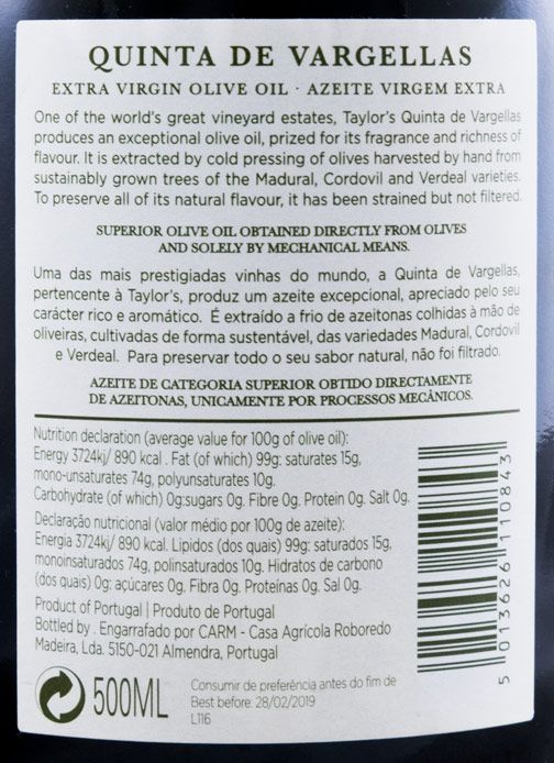 Olive Oil Extra Virgin Quinta de Vargellas 50cl