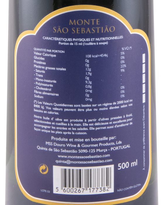 Olive Oil Extra Virgin Quinta Monte São Sebastião 50cl