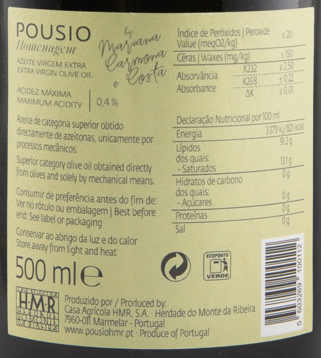 Azeite Virgem Extra Pousio Homenagem Oliveiras Centenárias 50cl