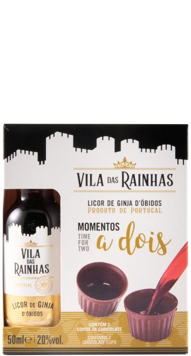 Miniatura Licor de Ginja de Óbidos Vila das Rainhas c/2 Copos Chocolate