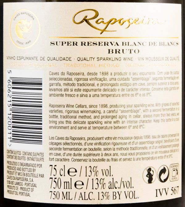2013 Sparkling Wine Raposeira Blanc de Blancs Super Reserva Brut
