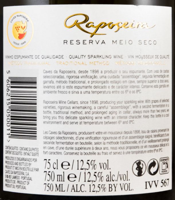 Espumante Raposeira Reserva Meio Seco