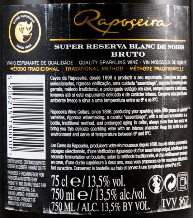 Sparkling Wine Raposeira Blanc de Noirs Super Reserva Brut