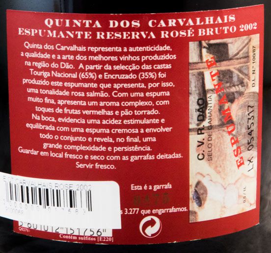 2002 Sparkling Wine Quinta dos Carvalhais Brut rose