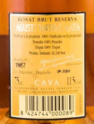 Sparkling Wine Cava Agustí Torelló Rosat-Trepat Reserva Brut