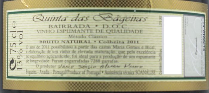 2011 Espumante Quinta das Bágeiras Grande Reserva Bruto Natural