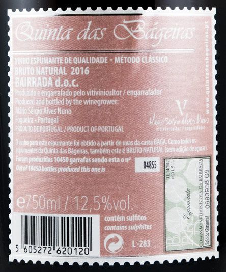 2016 Sparkling Wine Quinta das Bágeiras Brut Nature rose