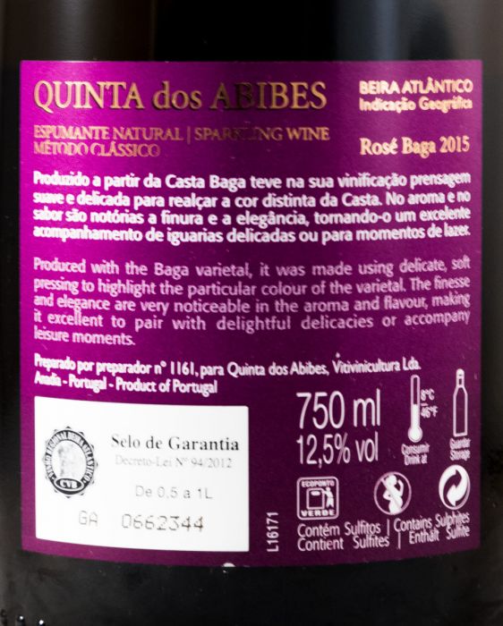 2015 Sparkling Wine Quinta dos Abibes Baga Brut rose