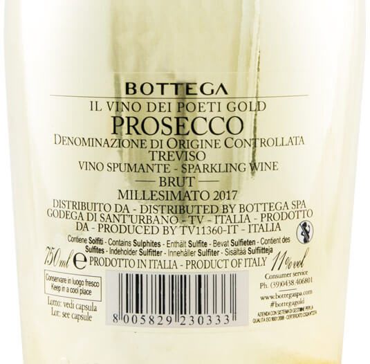 Sparkling Wine Bottega Prosecco Gold