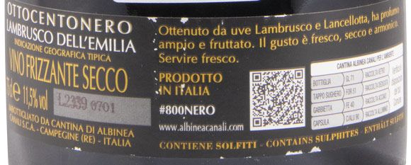 Lambrusco Albinea Canali Ottocentonero Dry