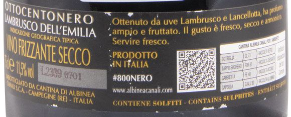 Lambrusco Albinea Canali Ottocentonero Seco