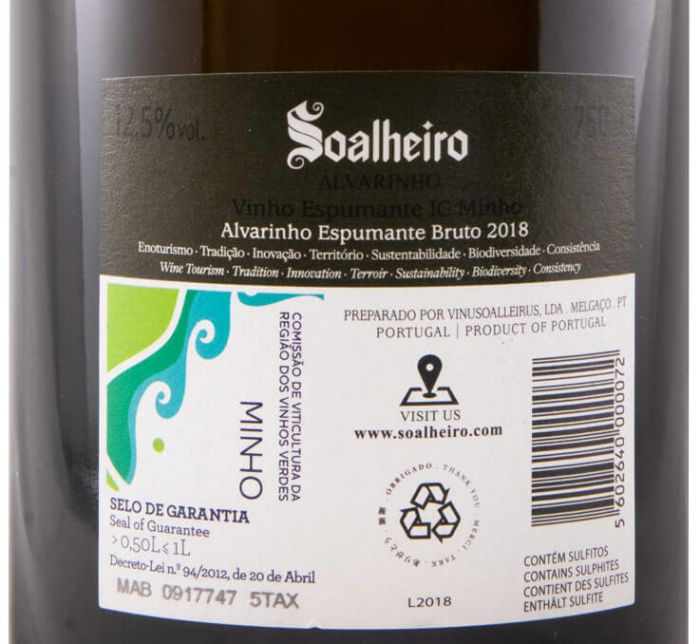 2018 Sparkling Wine Soalheiro Alvarinho Brut
