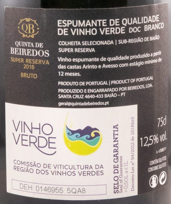 2016 Sparkling Wine Quinta de Beiredos Super Reserva Brut