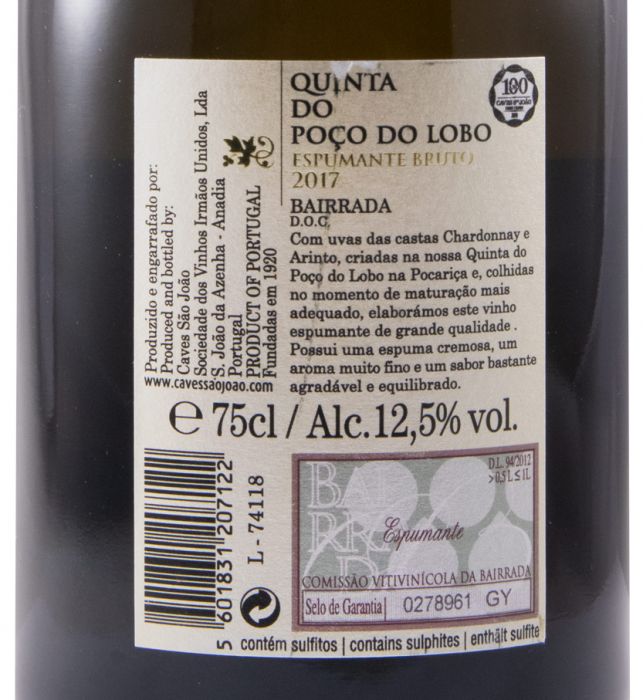 2017 Espumante Quinta do Poço do Lobo Arinto & Chardonnay Bruto