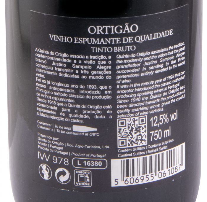 Espumante Ortigão Bruto tinto