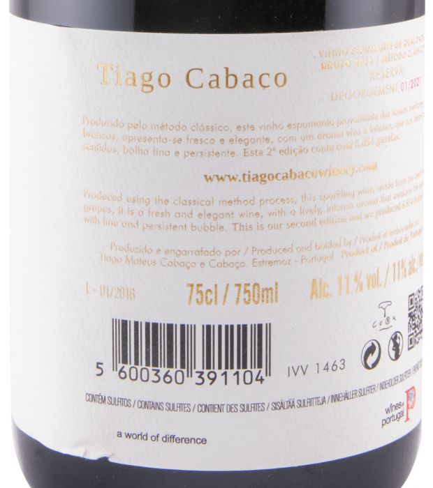2016 Sparkling Wine Tiago Cabaço Reserva Brut