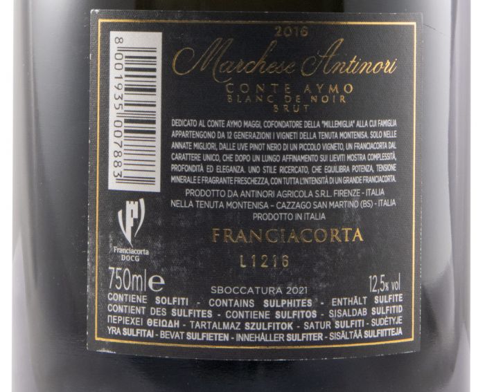 2016 Sparkling Wine Marchese Antinori Tenuta Montenisa Conte Aymo Blanc de Noir Brut