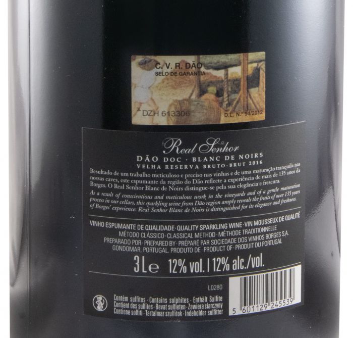 2016 Sparkling Wine Borges Real Senhor Blanc de Noirs Velha Reserva Brut 3L