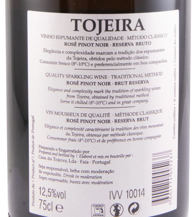 Espumante Tojeira Pinot Noir Reserva Bruto rosé