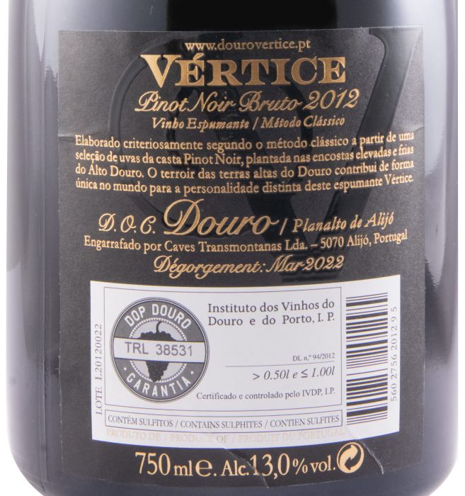 2012 Sparkling Wine Vértice Pinot Noir Bruto