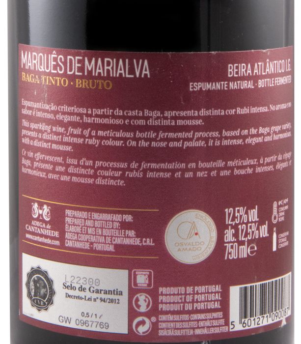 Espumante Marquês de Marialva Baga Bruto tinto