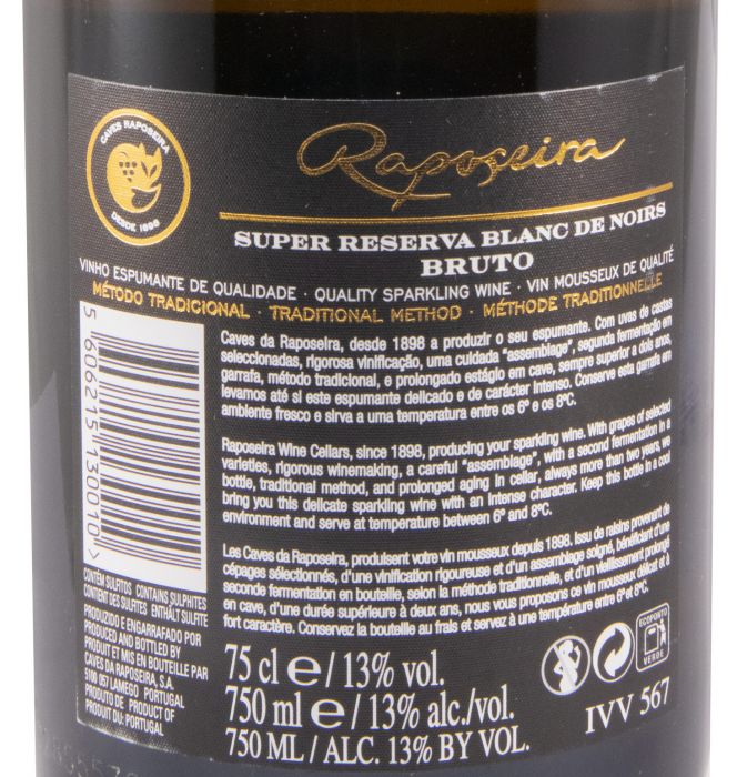 2016 Sparkling Wine Raposeira Blanc de Noirs Super Reserva Brut
